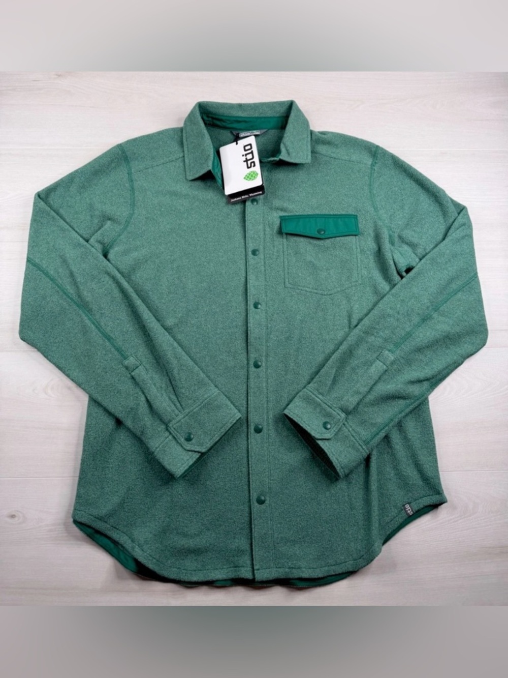 Stio Turpin Fleece Snap Shirt Jacket Hiking Outdoor Backwoods Heather Mens L NWT